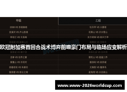 欧冠附加赛首回合战术博弈前瞻豪门布局与临场应变解析
